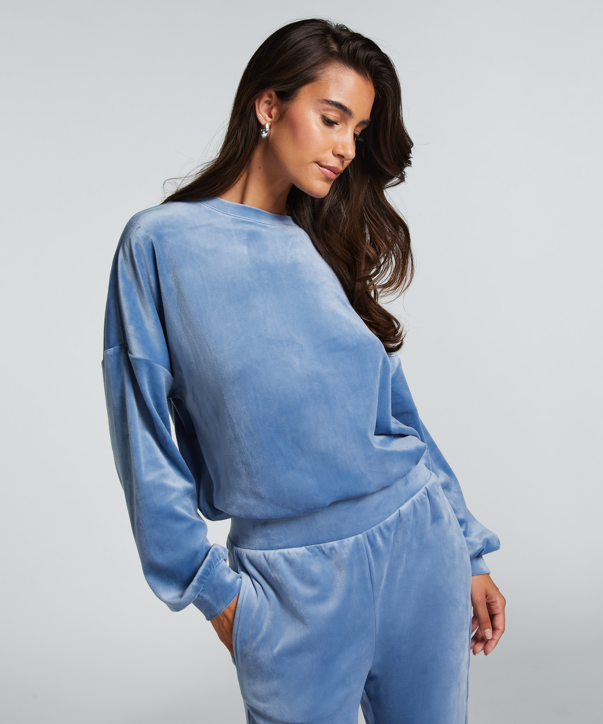 Velours Top, Blau, main