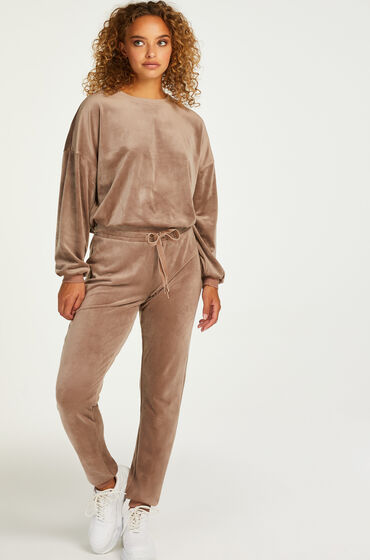 Hunkemöller Petite Pantalon de jogging en Velours marron