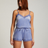 Shorts aus Velours mit Spitze, Blau