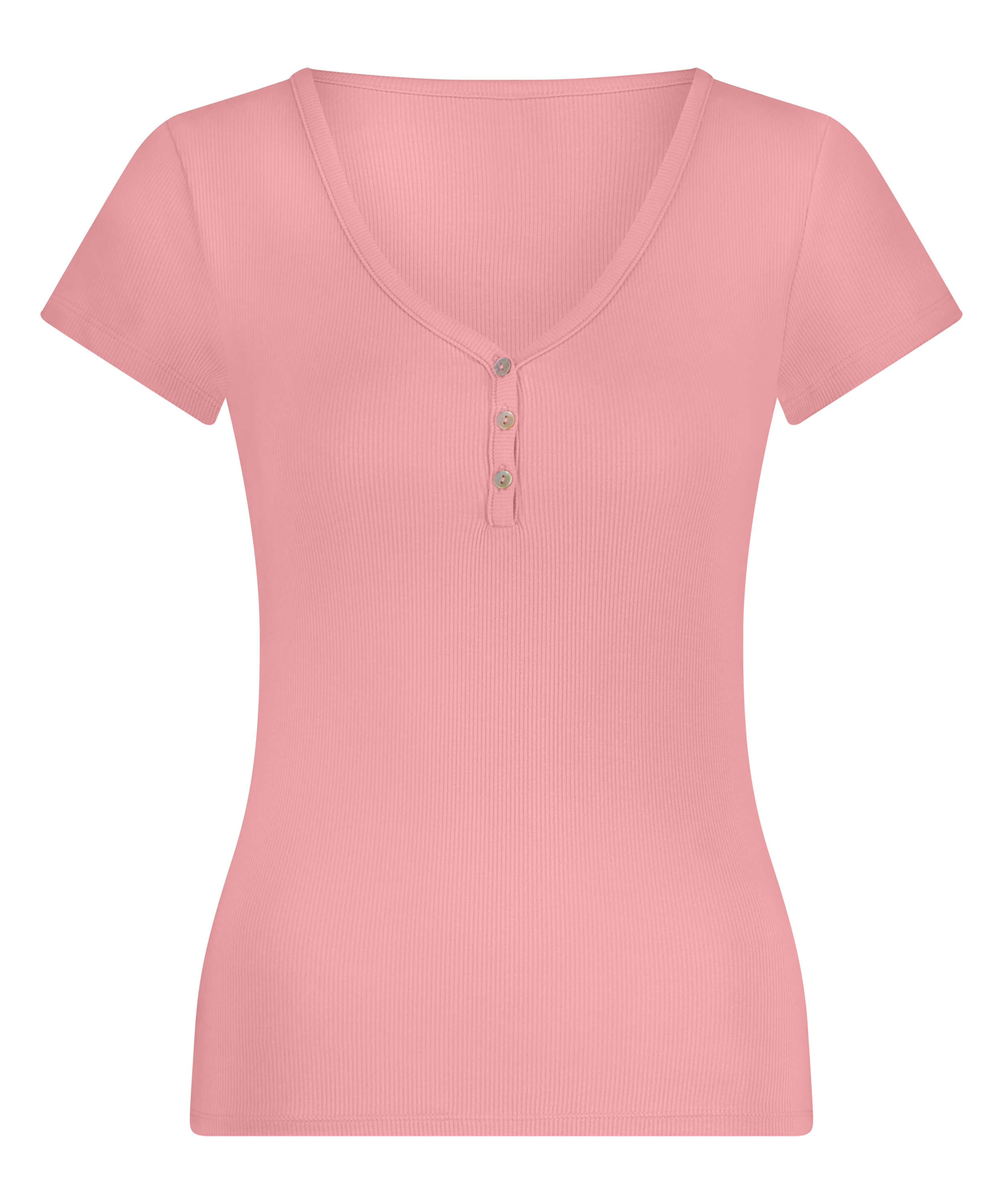 Henley-Pyjama-Top mit kurzen Ärmeln, Rose, main