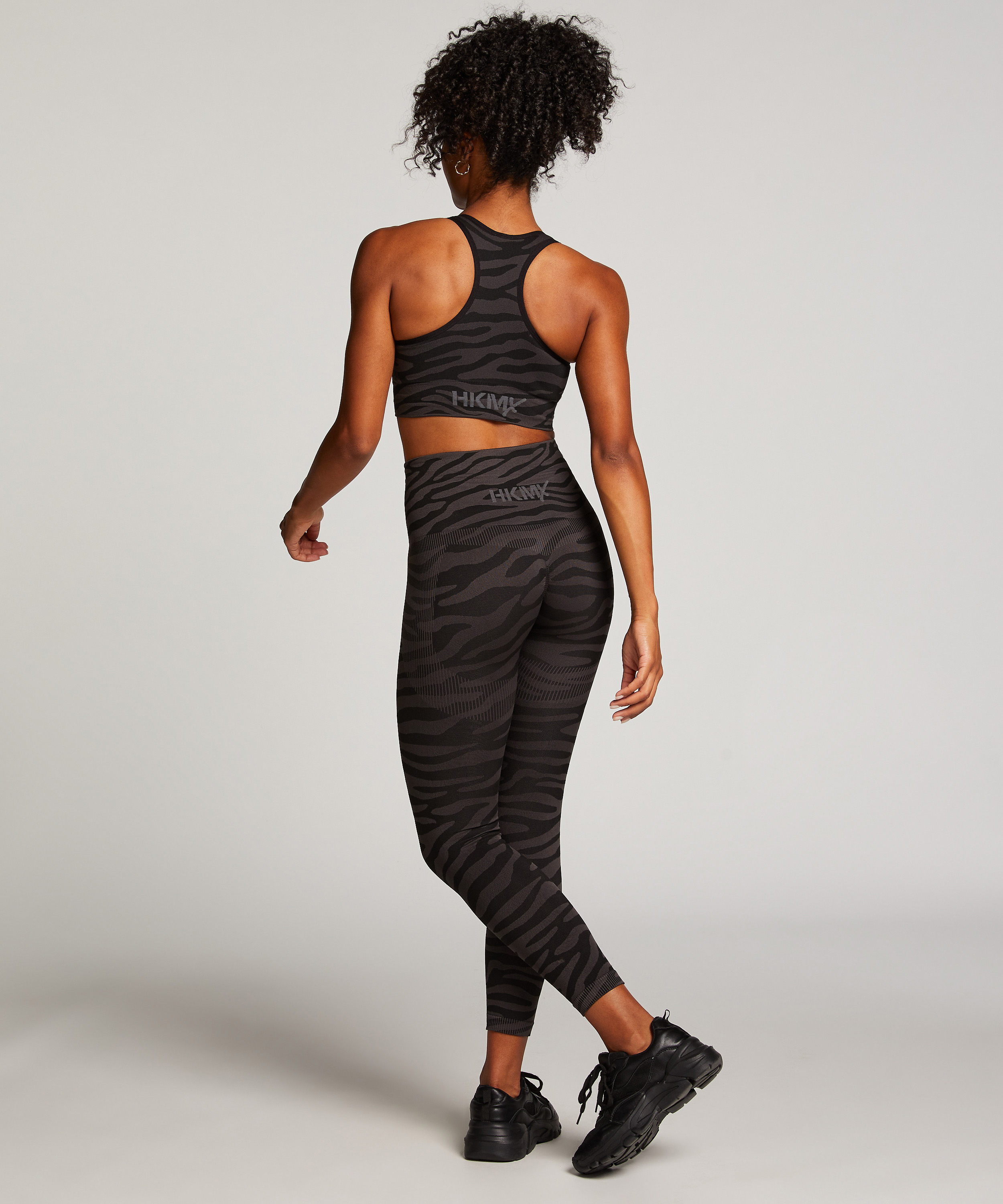 HKMX High Waisted nahtlose Sportleggings, Schwarz, main