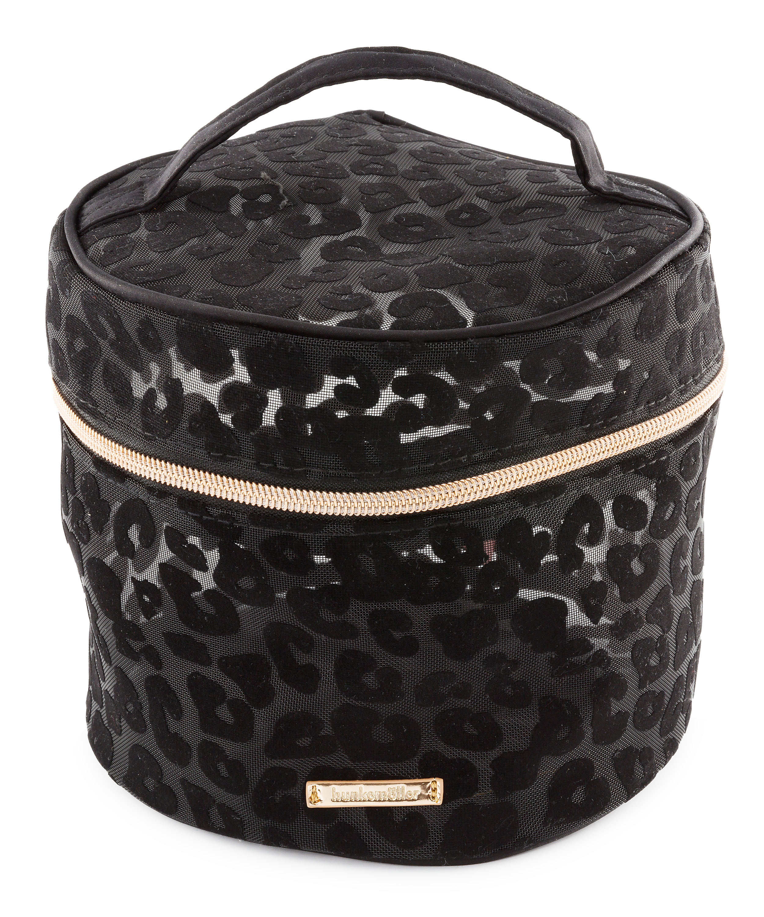 Make-up-Tasche Mesh Leopard, groß, Schwarz, main