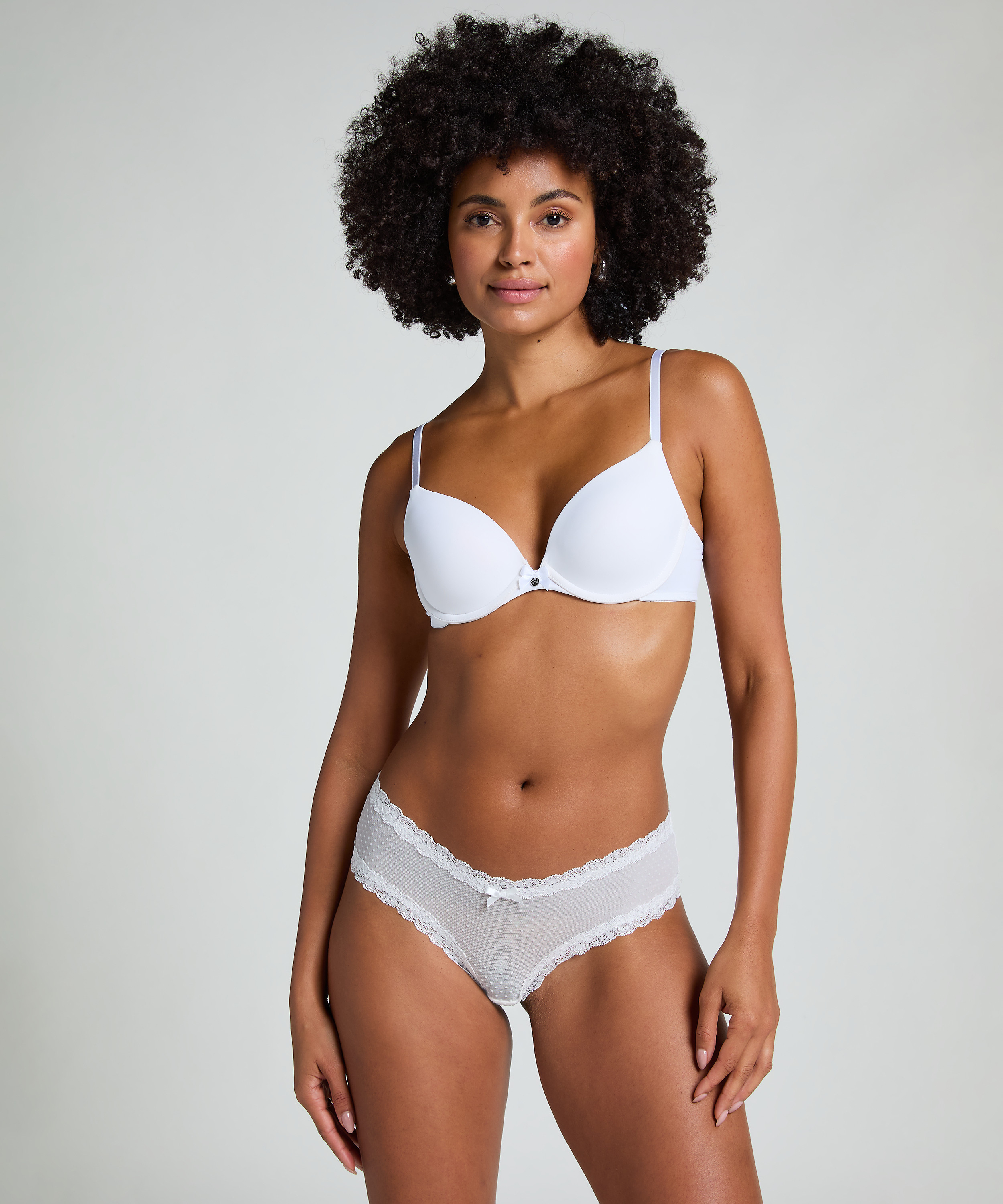 Slip brésilien V-shape mesh, Blanc, main