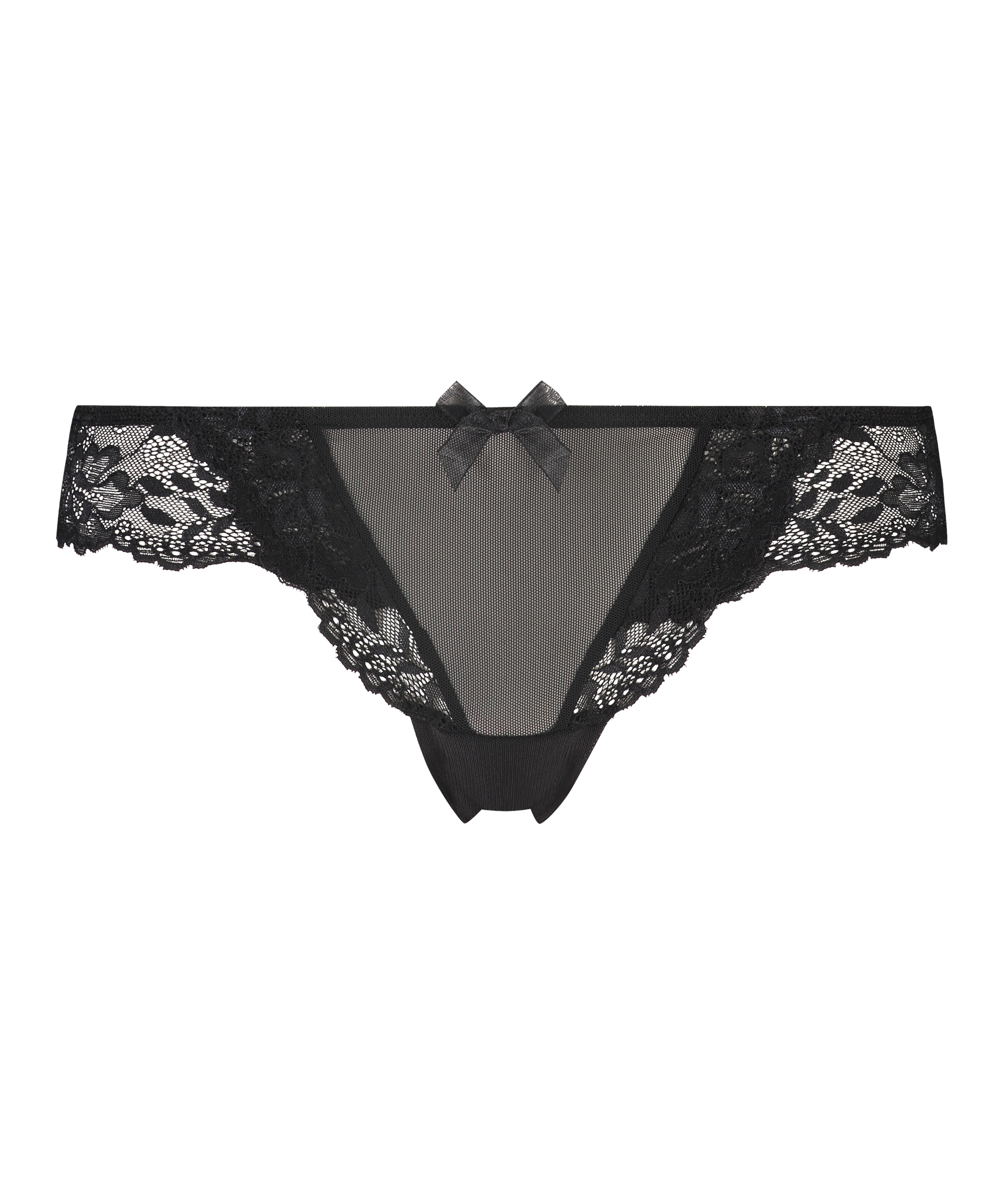 Slip brésilien Crystal Lace, Noir, main