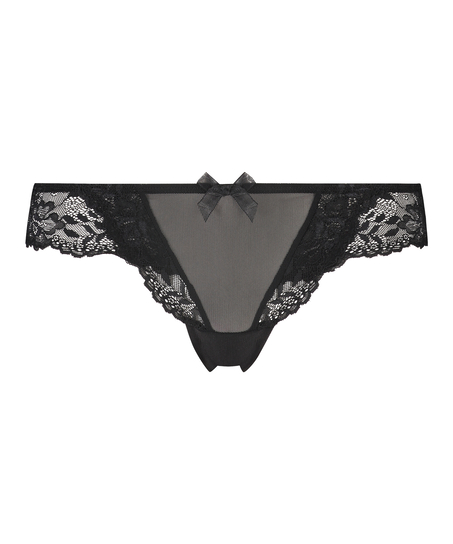 Slip brésilien Crystal Lace, Noir