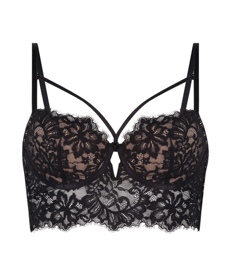 Soutien-gorge à armatures préformé longline Isabella, Noir