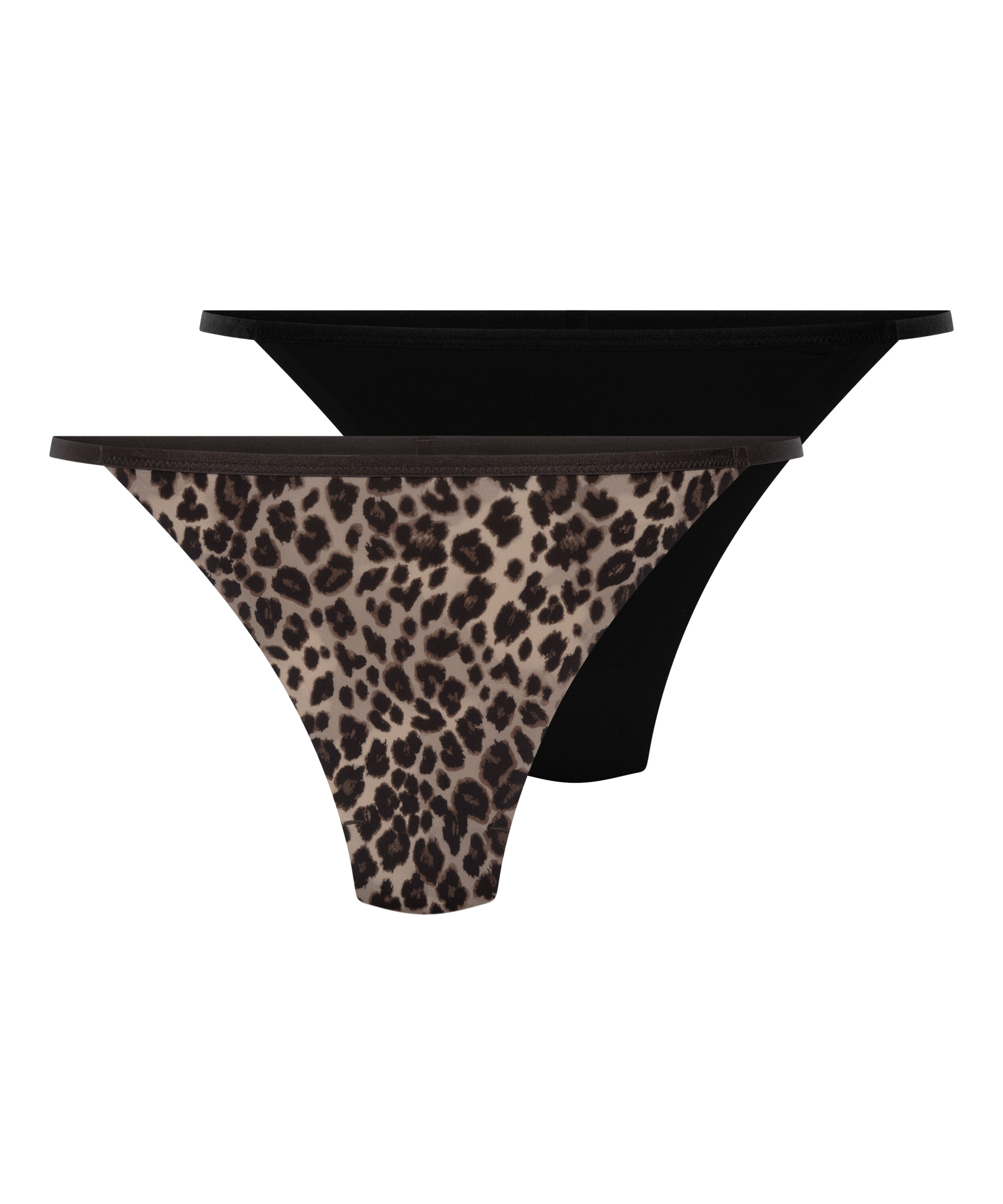 2er-Pack Micro Leopard String, Schwarz