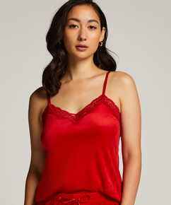 Cami Top Velours Lace, Rot