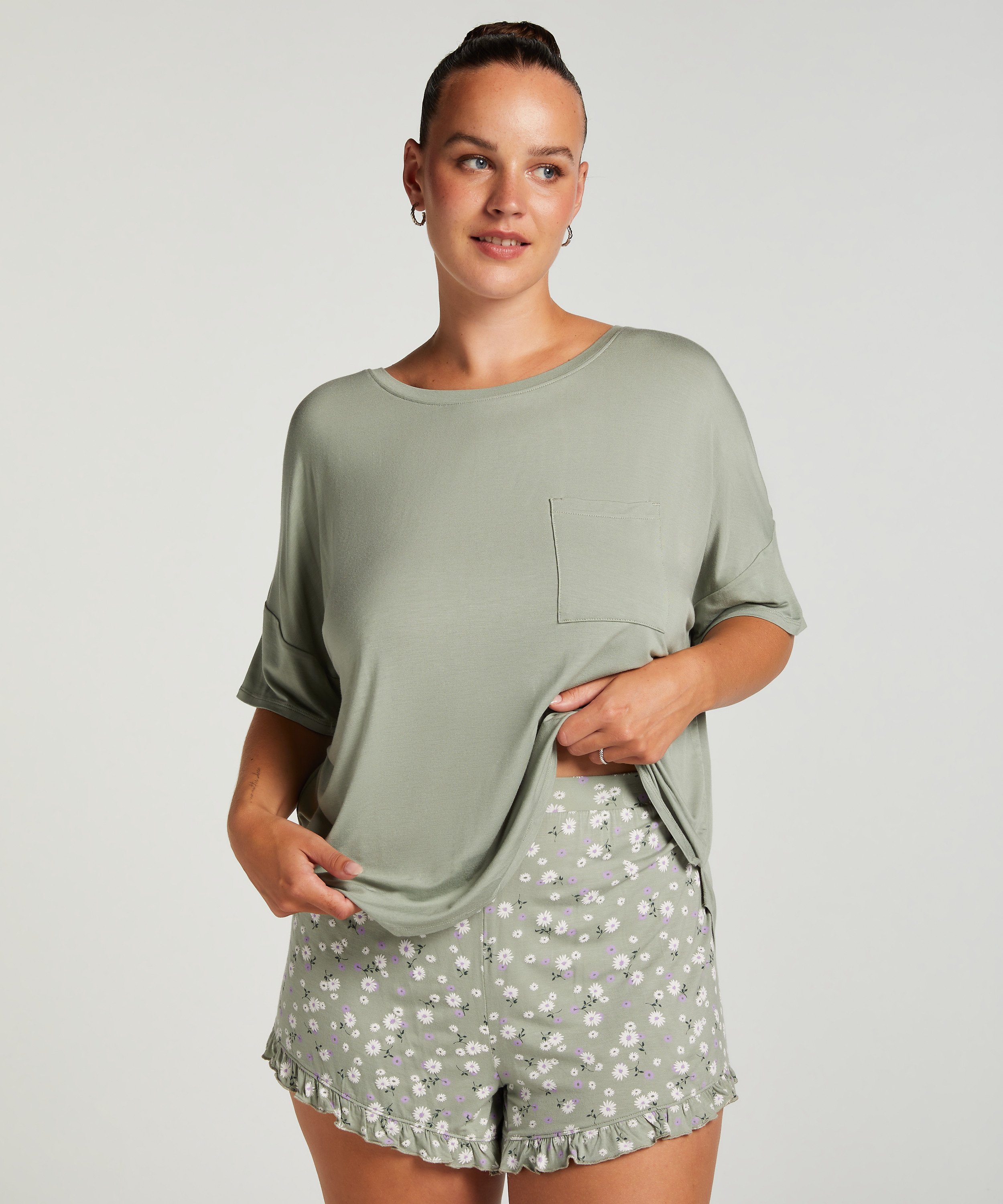 Ensemble de pyjama court, Vert, main
