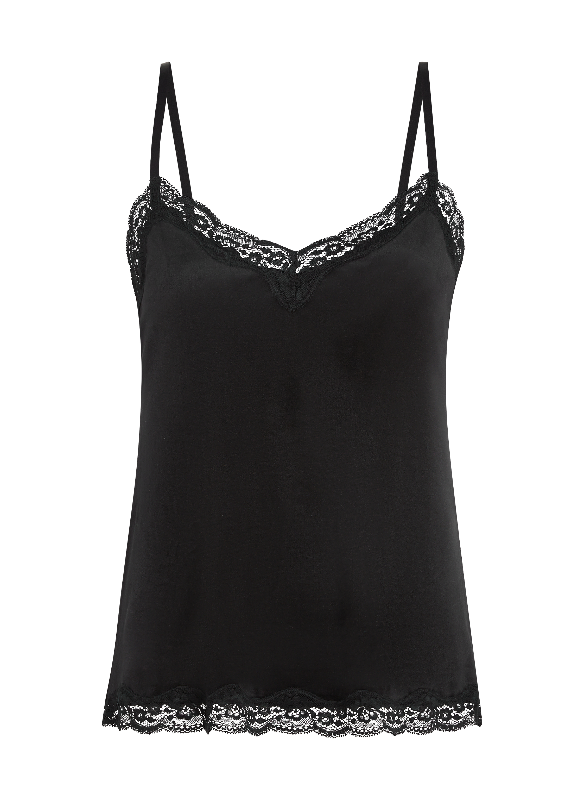 Cami Top Velours Lace, Schwarz, main
