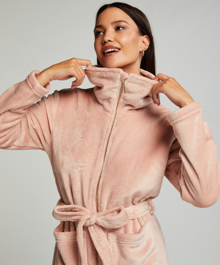 Bademantel Zip Fleece, Rose