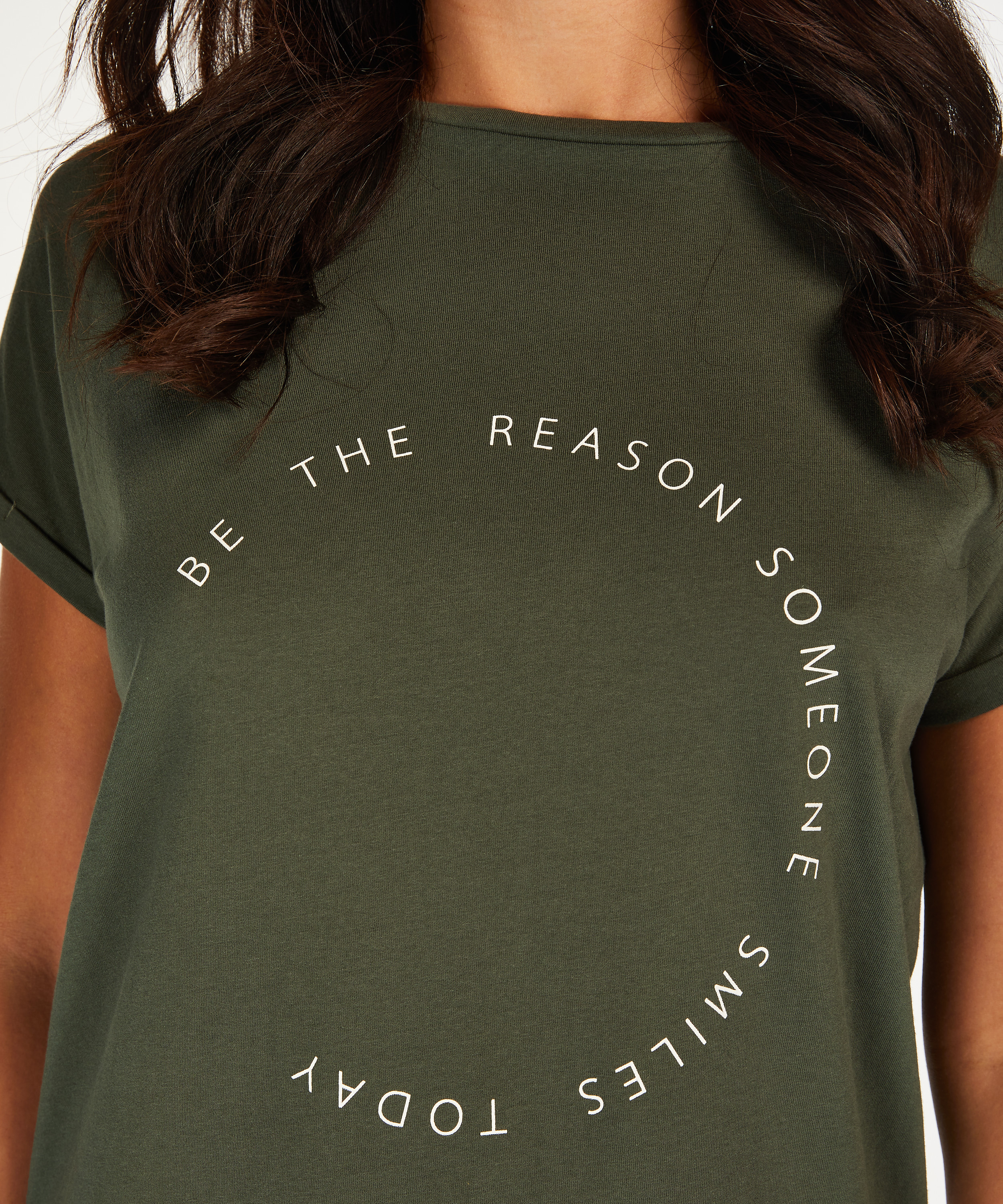 Chemise de nuit col rond, Vert, main