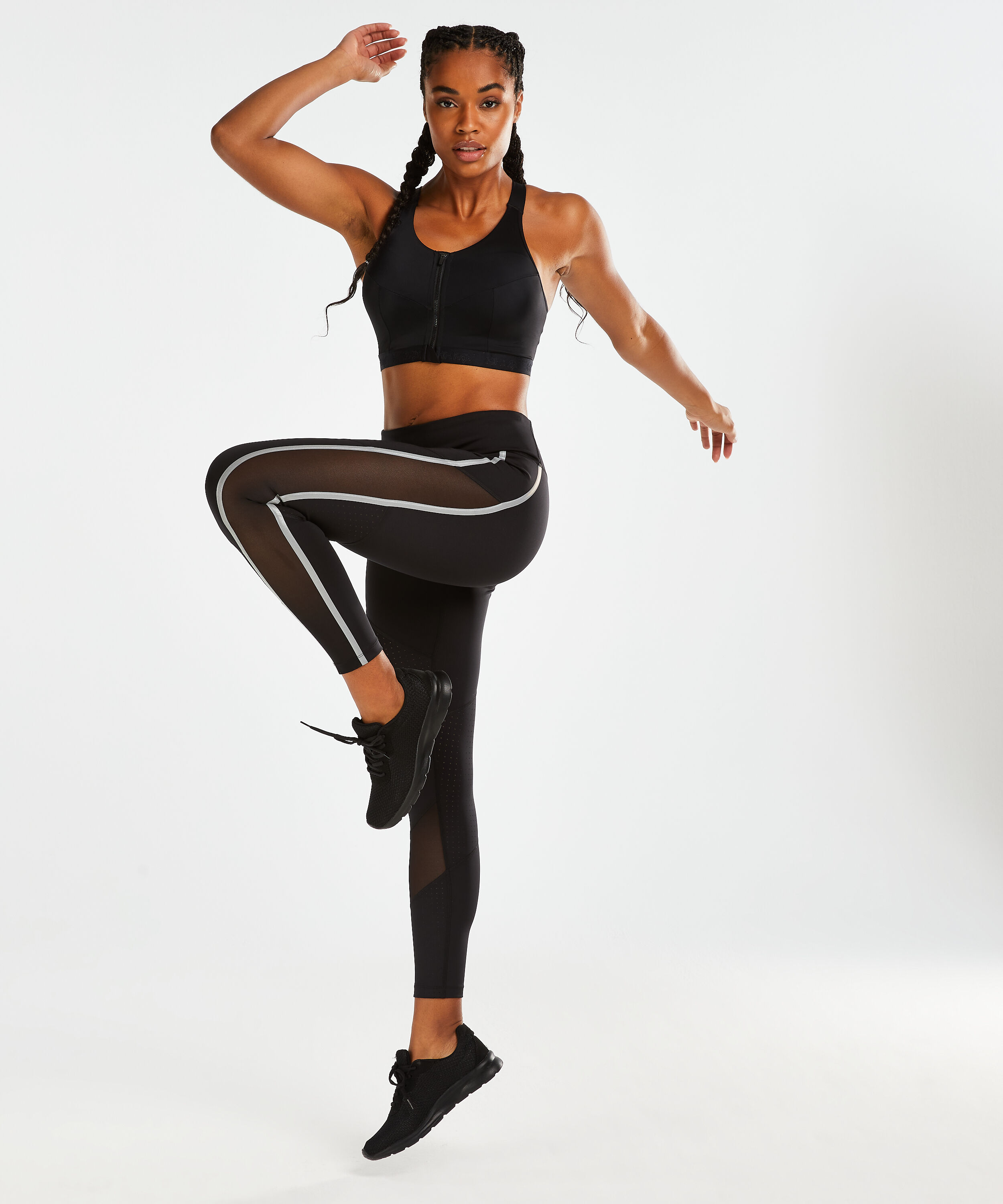 Legging de sport taille r&eacute;guli&egrave;re HKMX, Noir