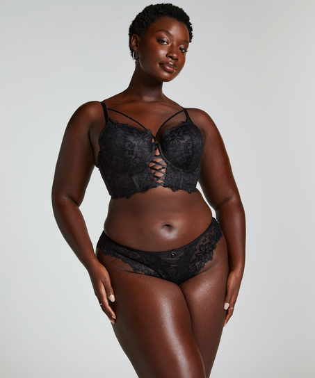 Soutien-gorge à armatures longline push-up préformé Char, Noir