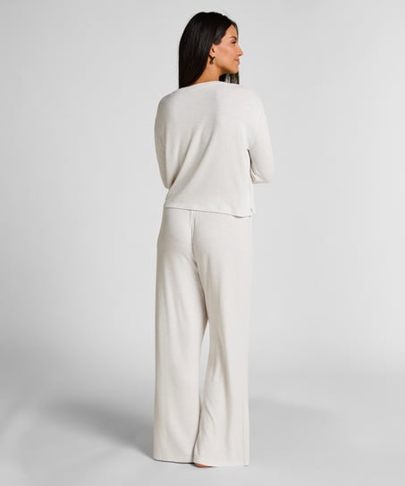 Langärmeliges Pyjamatop, Beige