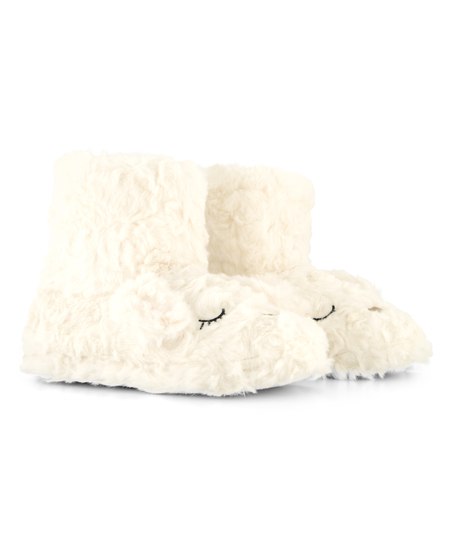 Fur Slippers, Blanc