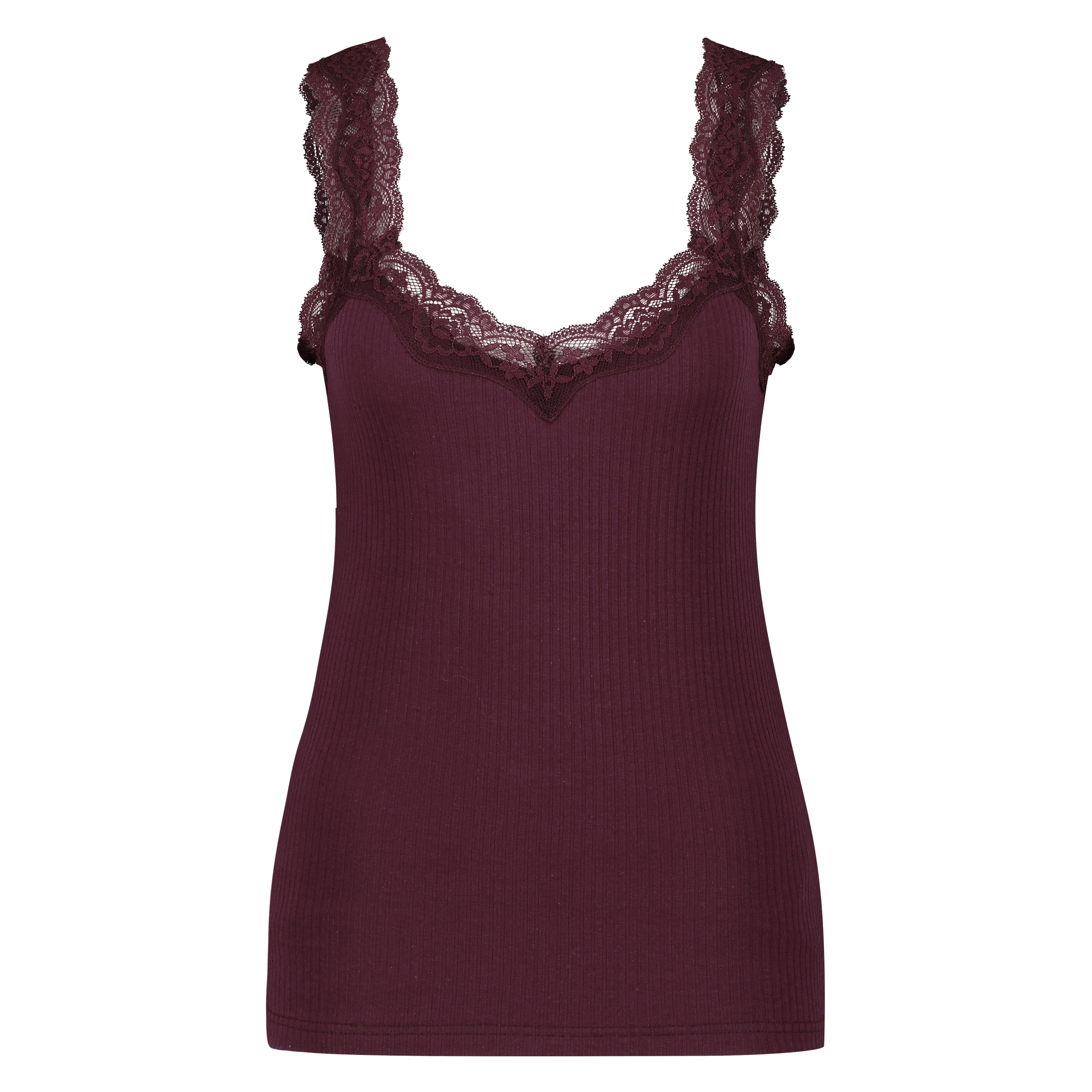 Camisole dentelle Top Rib, Rouge, main
