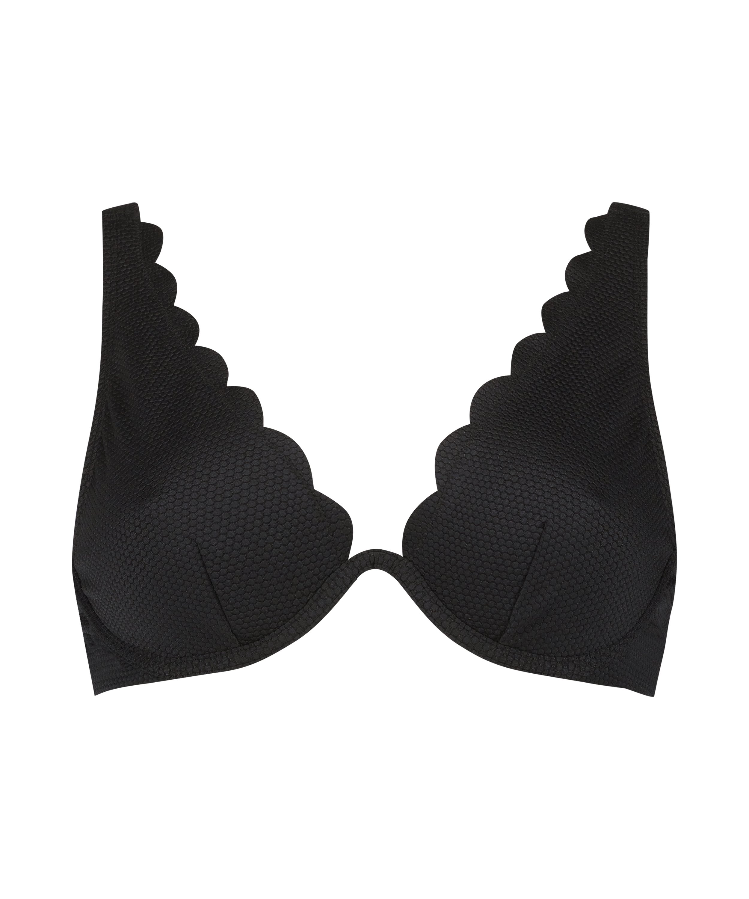 Haut de bikini &agrave; armatures non pr&eacute;form&eacute; Scallop, Noir, main