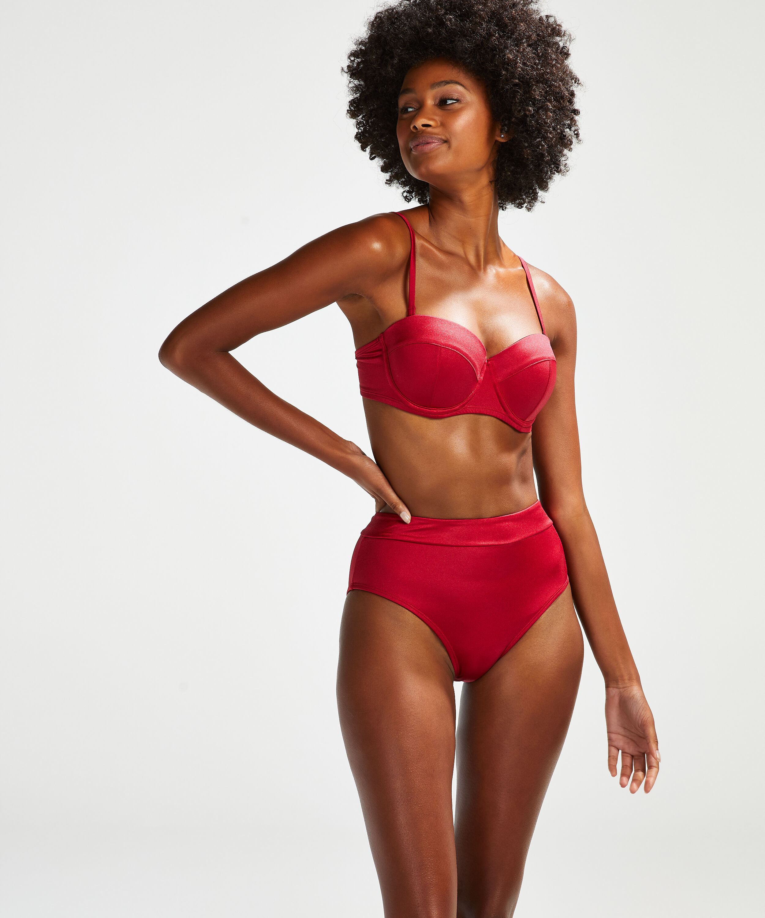 Hohes Bikini-Unterteil Lola, Rot