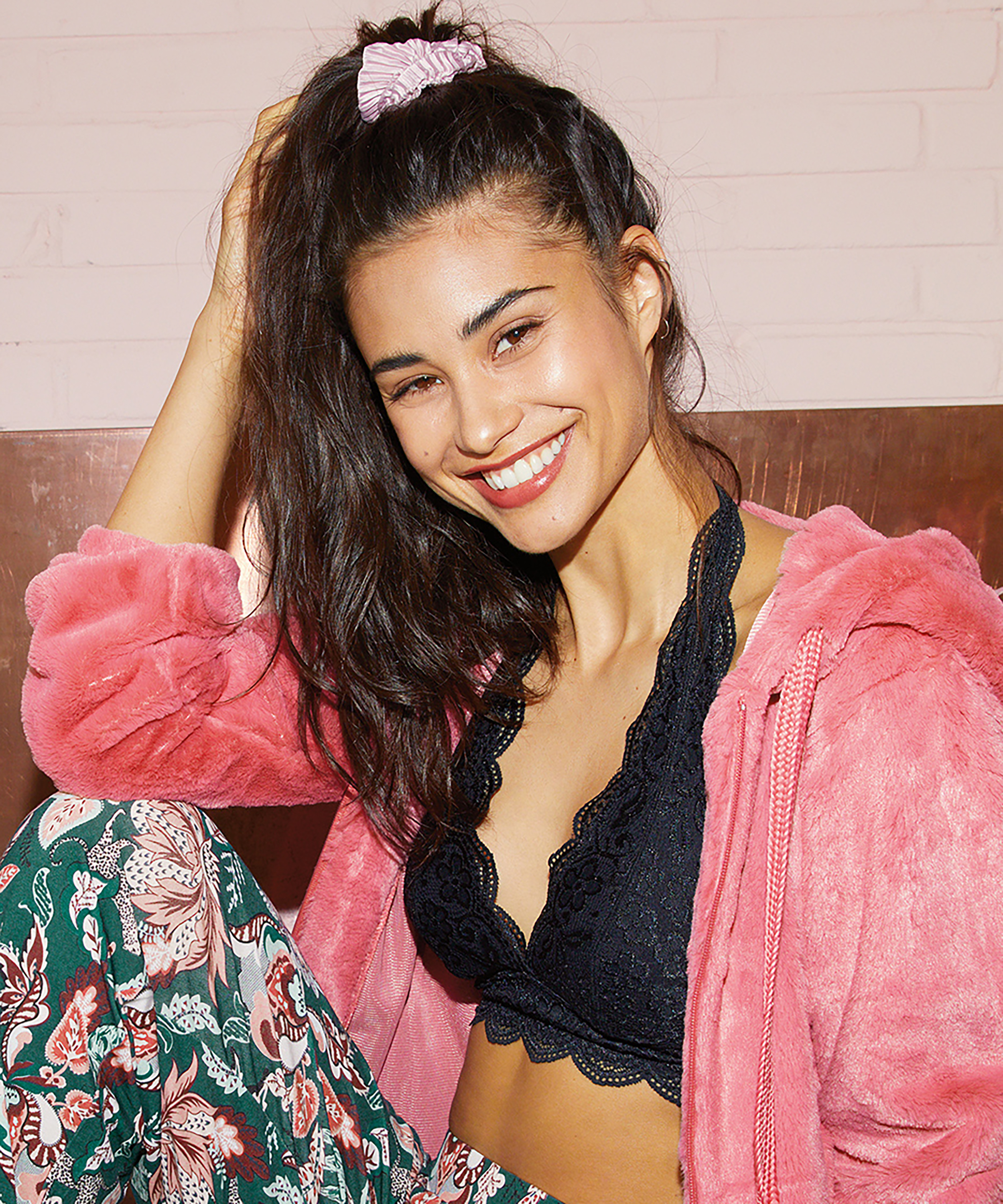 Bralette Halter Lace, Schwarz, main