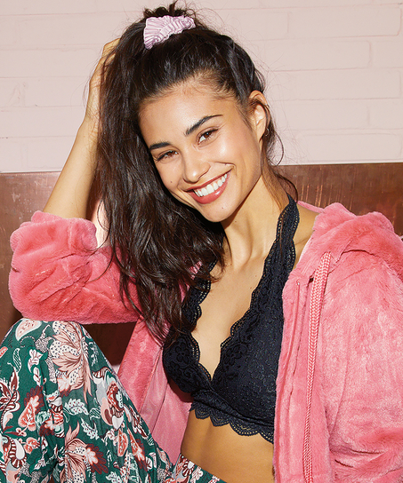 Bralette Halter Lace, Schwarz