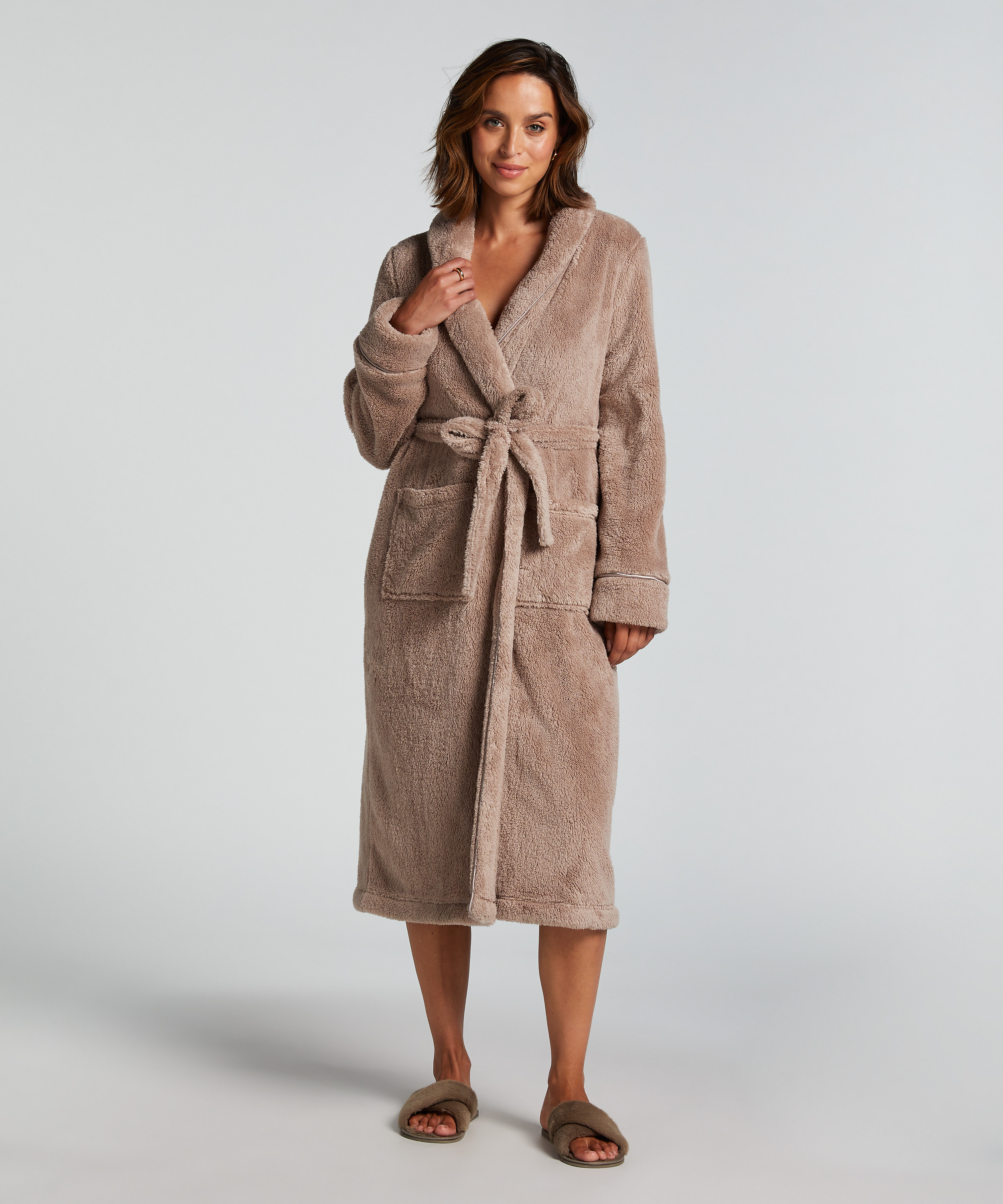 Bademantel Fleece, Beige, main