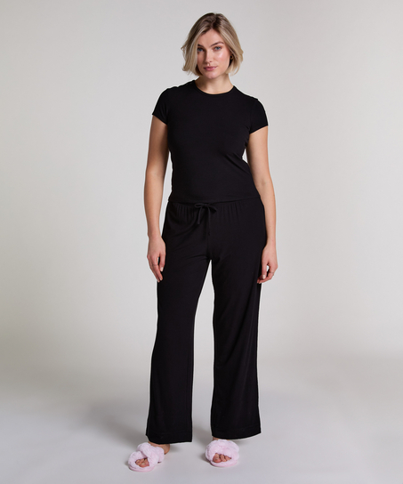 Pyjama-Top Rib Essential, Schwarz
