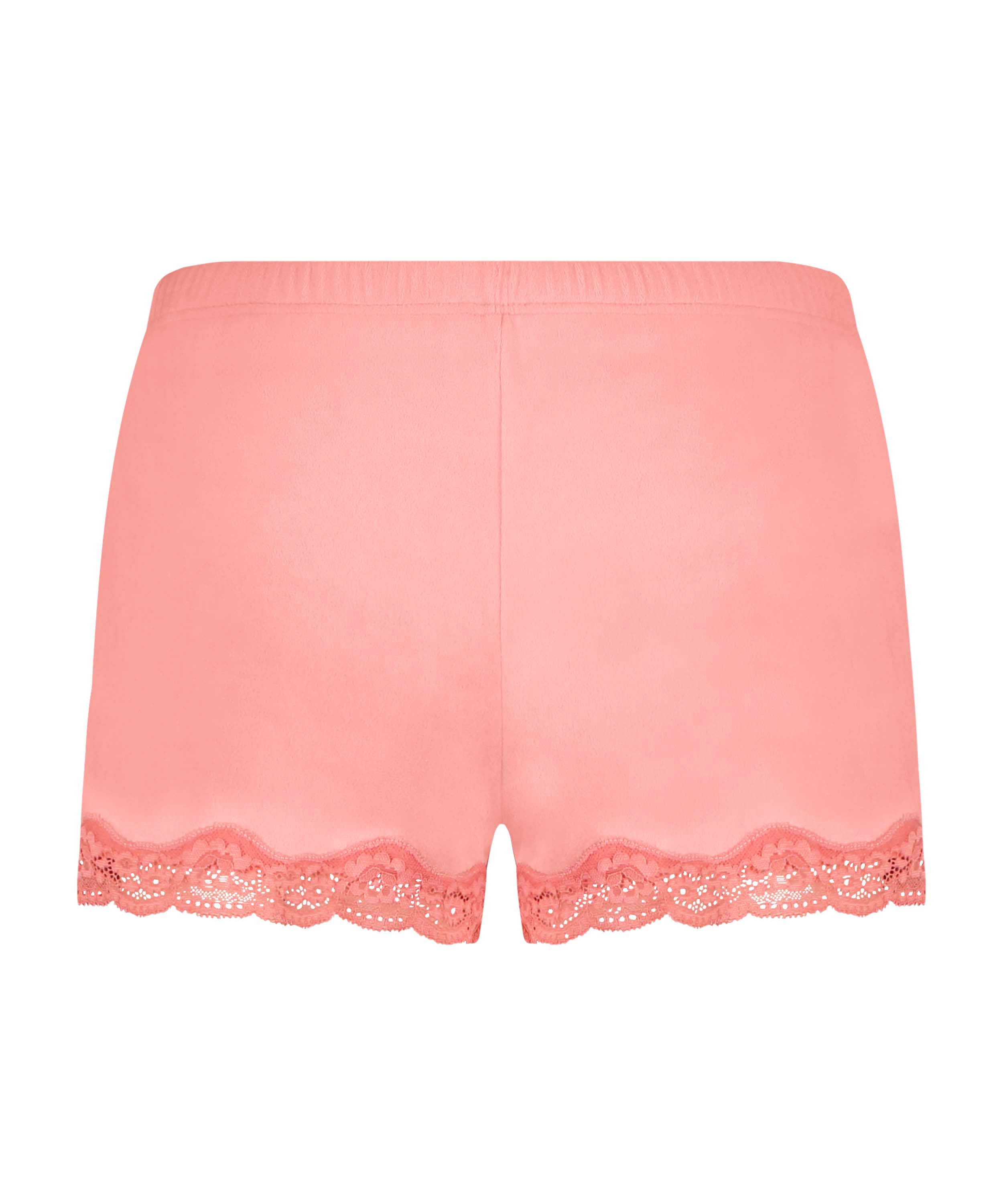 Shorts aus Velours mit Spitze, Rose, main