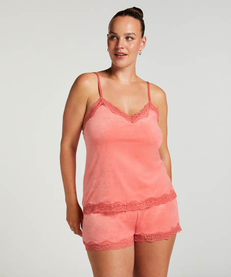 Camisole velours Dentelle, Rose