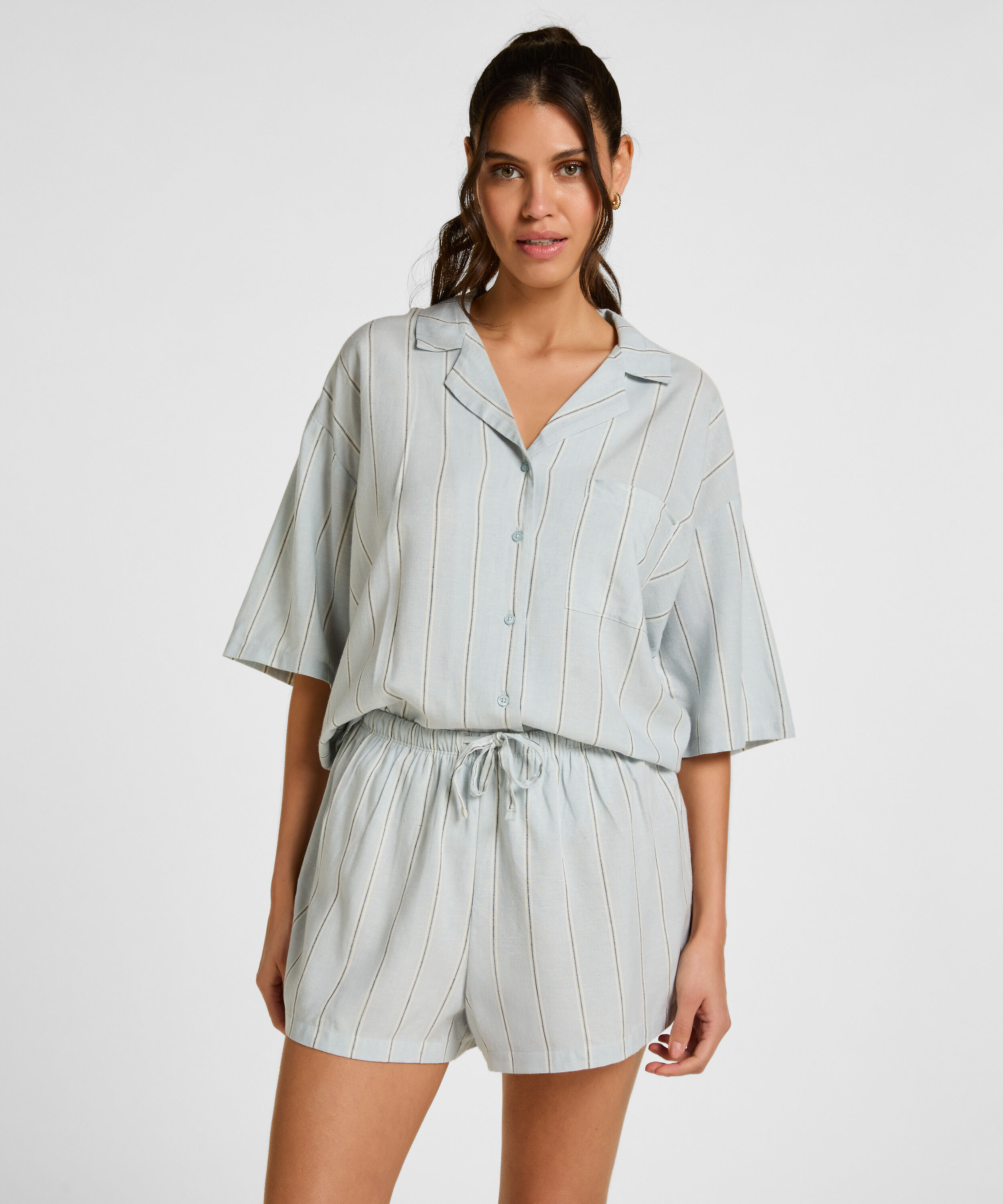 Leinen-Shorts, Blau Leinen-Shorts, Blau