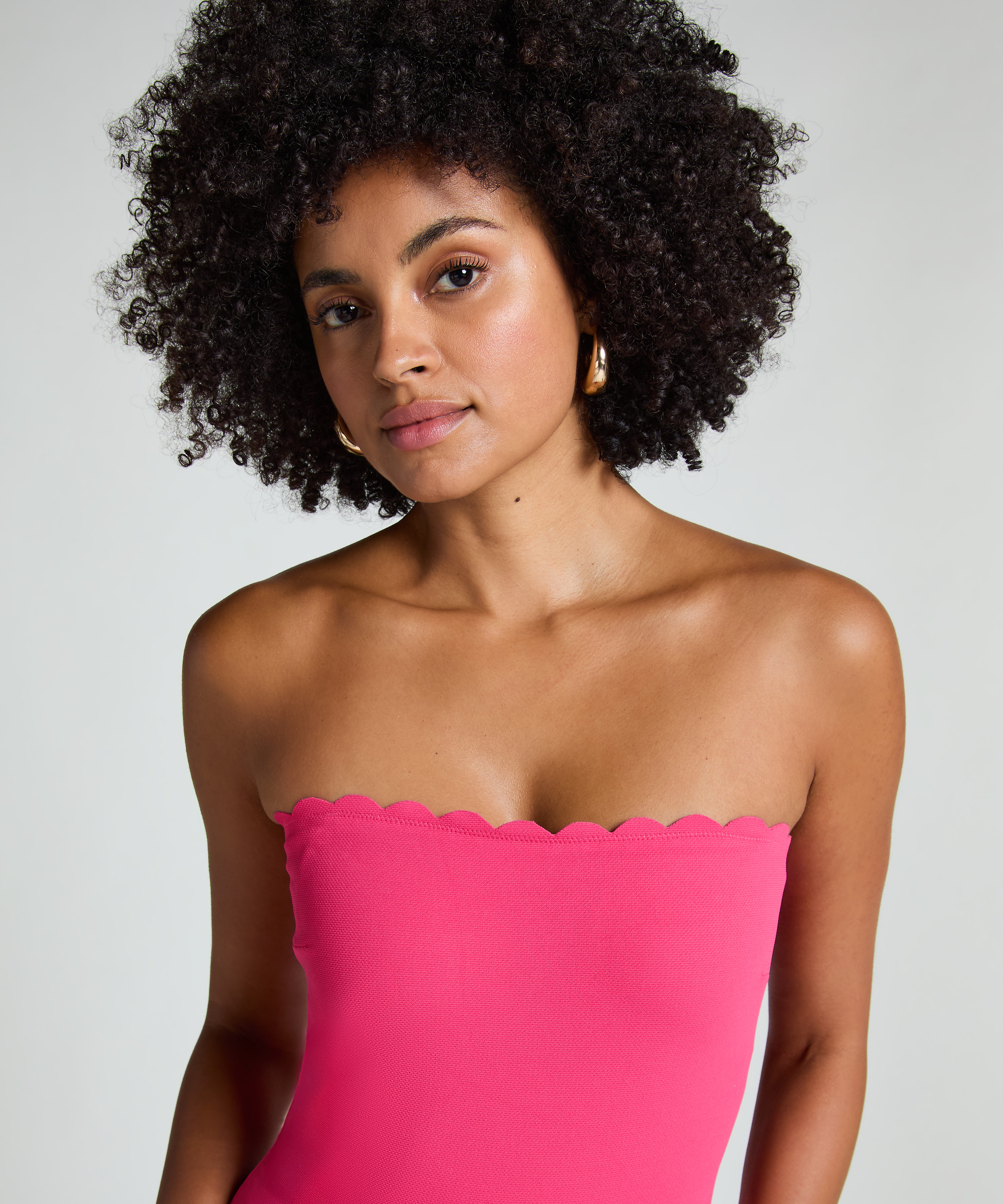 Maillot de bain Bandeau Scallop, Rose, main