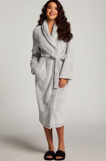 Image of Hunkemöller Fleece-Bademantel lang Grau