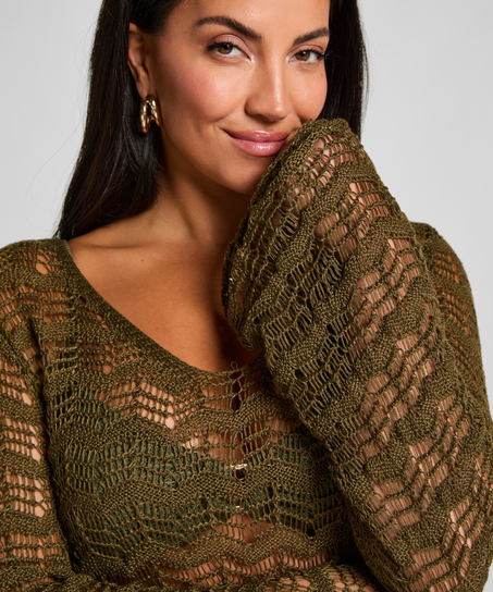 Crochet Maxikleid, grün