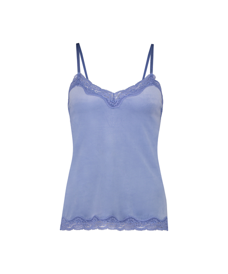 Cami Top Velours Lace, Blau