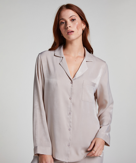 Langarmjacke Satin, Beige