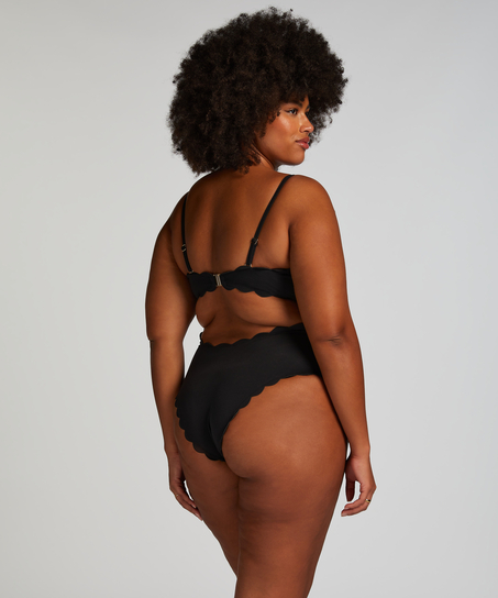 Badeanzug Bandeau Scallop, Schwarz