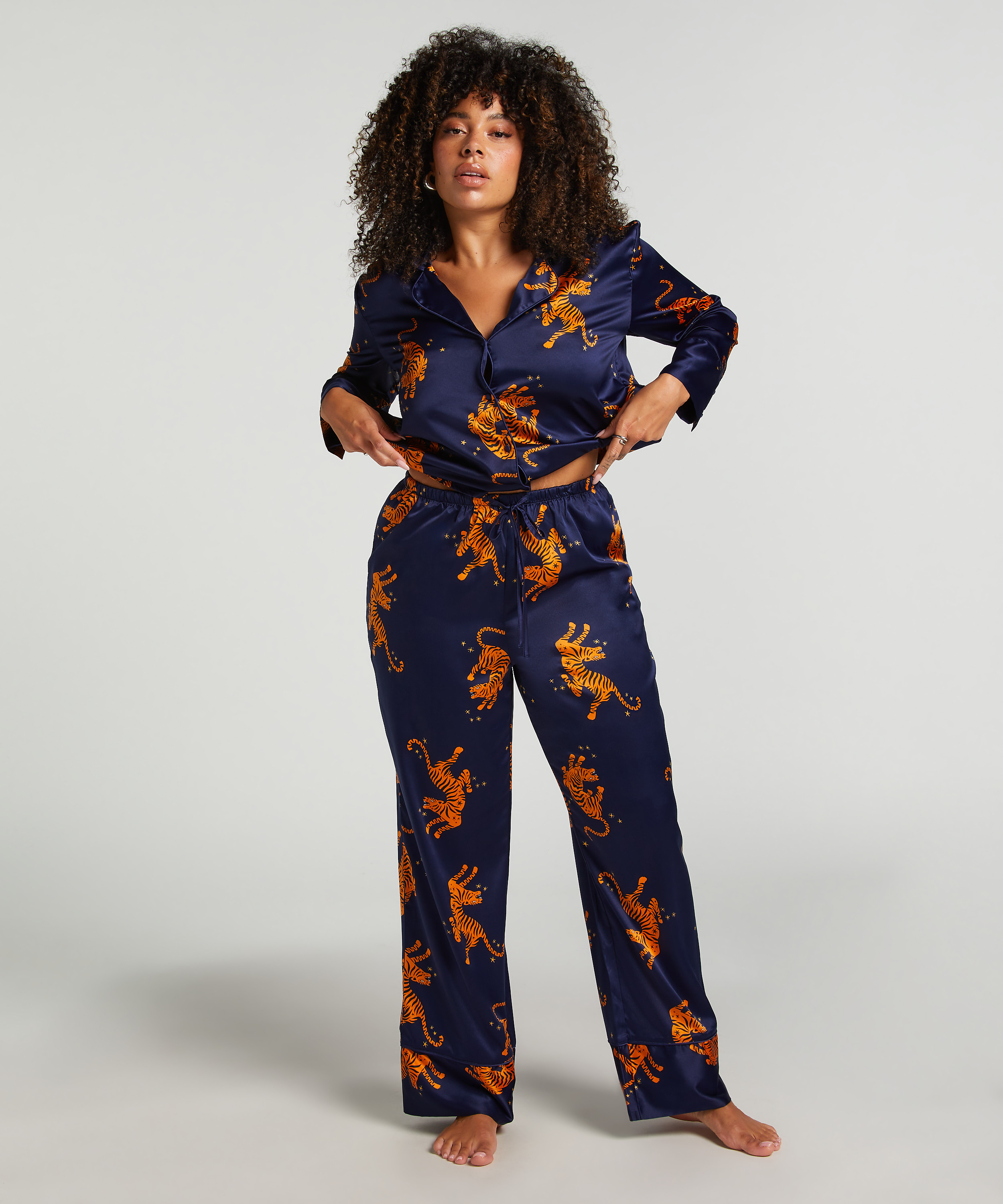 Pantalon Satin, Bleu, main