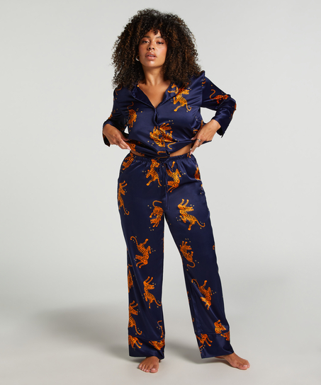 Pantalon Satin, Bleu