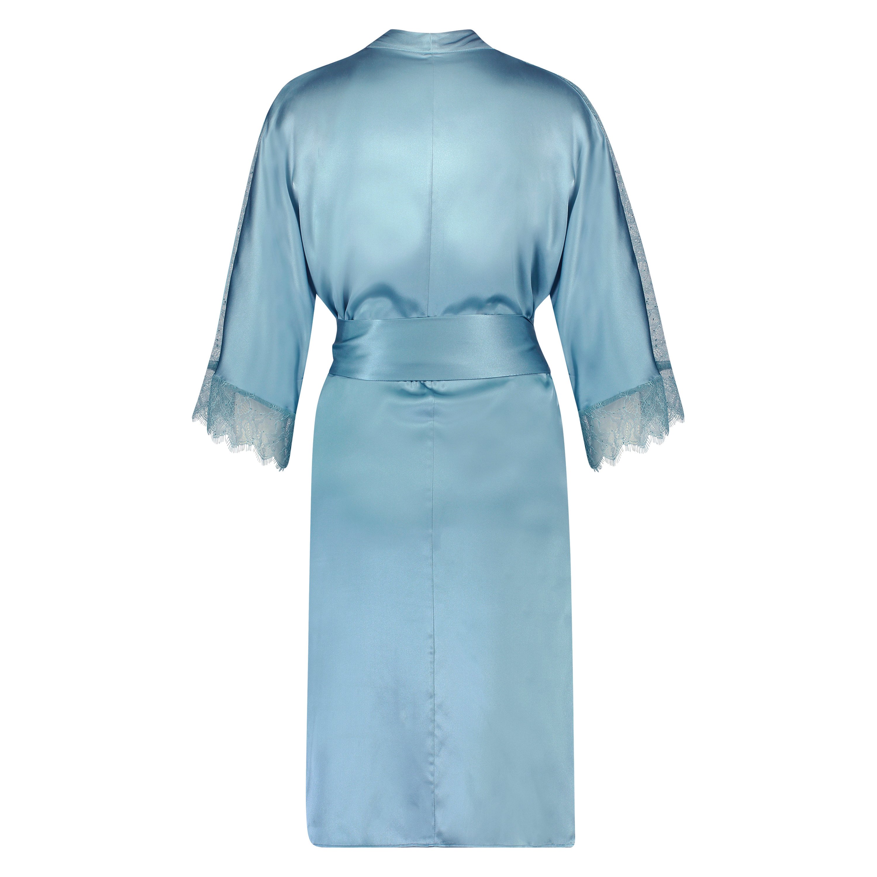 Kimono en dentelle de soie, Bleu, main