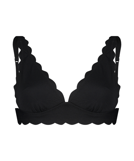 Haut de bikini Triangle Scallop, Noir