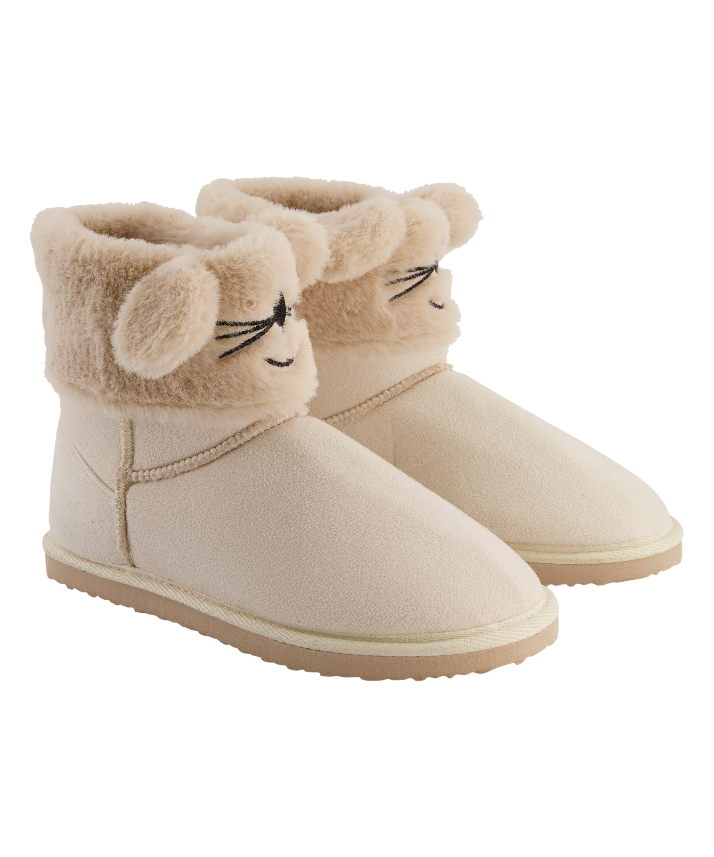 Pantoffeln Wildleder-Optik, Beige, main