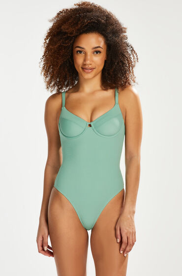 Hunkemöller Badeanzug mit hohem Beinausschnitt Sienna grün