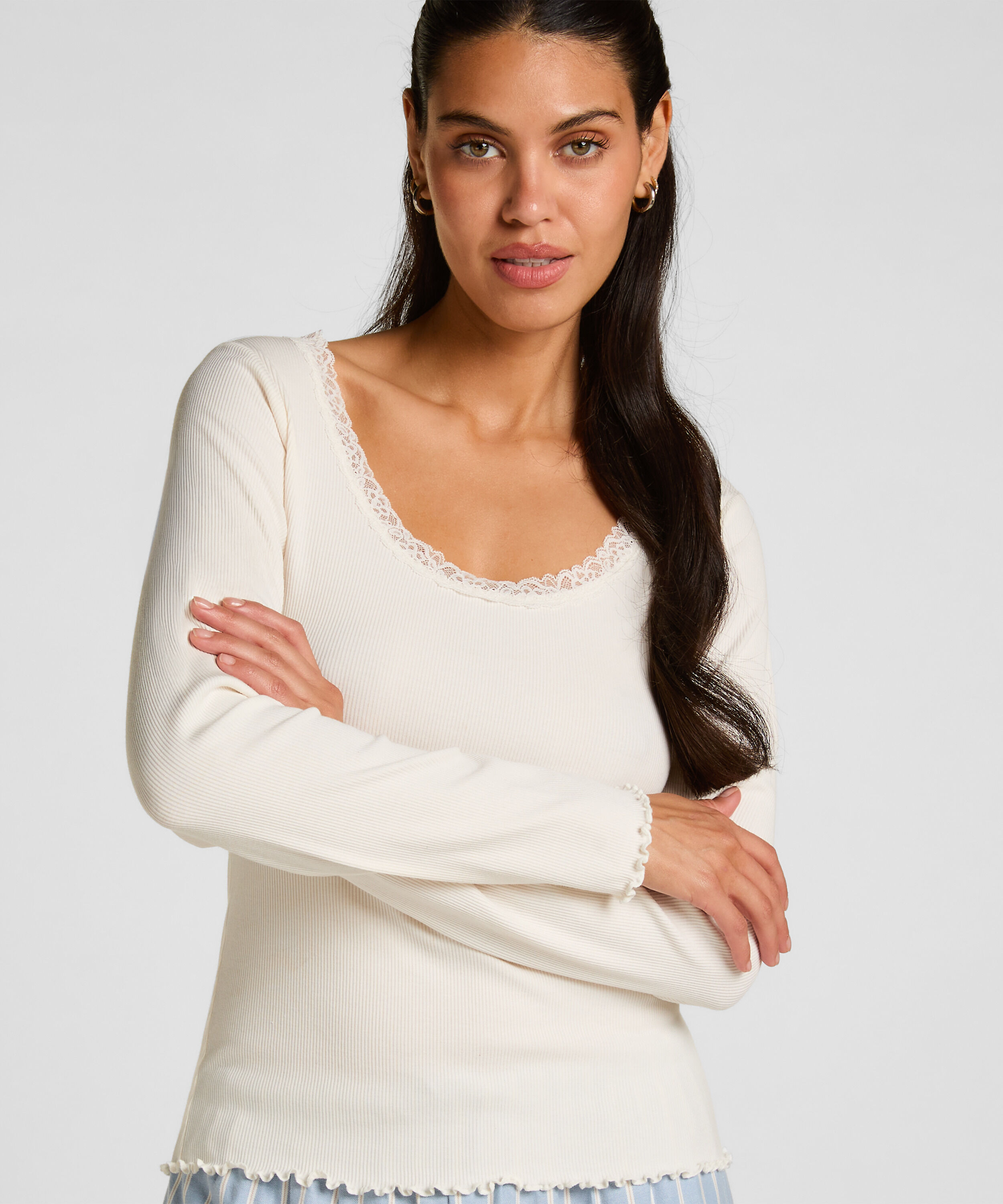 Jersey Top mit Spitze