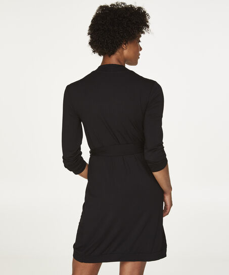 Peignoir Modal Lace, Noir