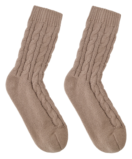 1 Paar Stricksocken, Beige