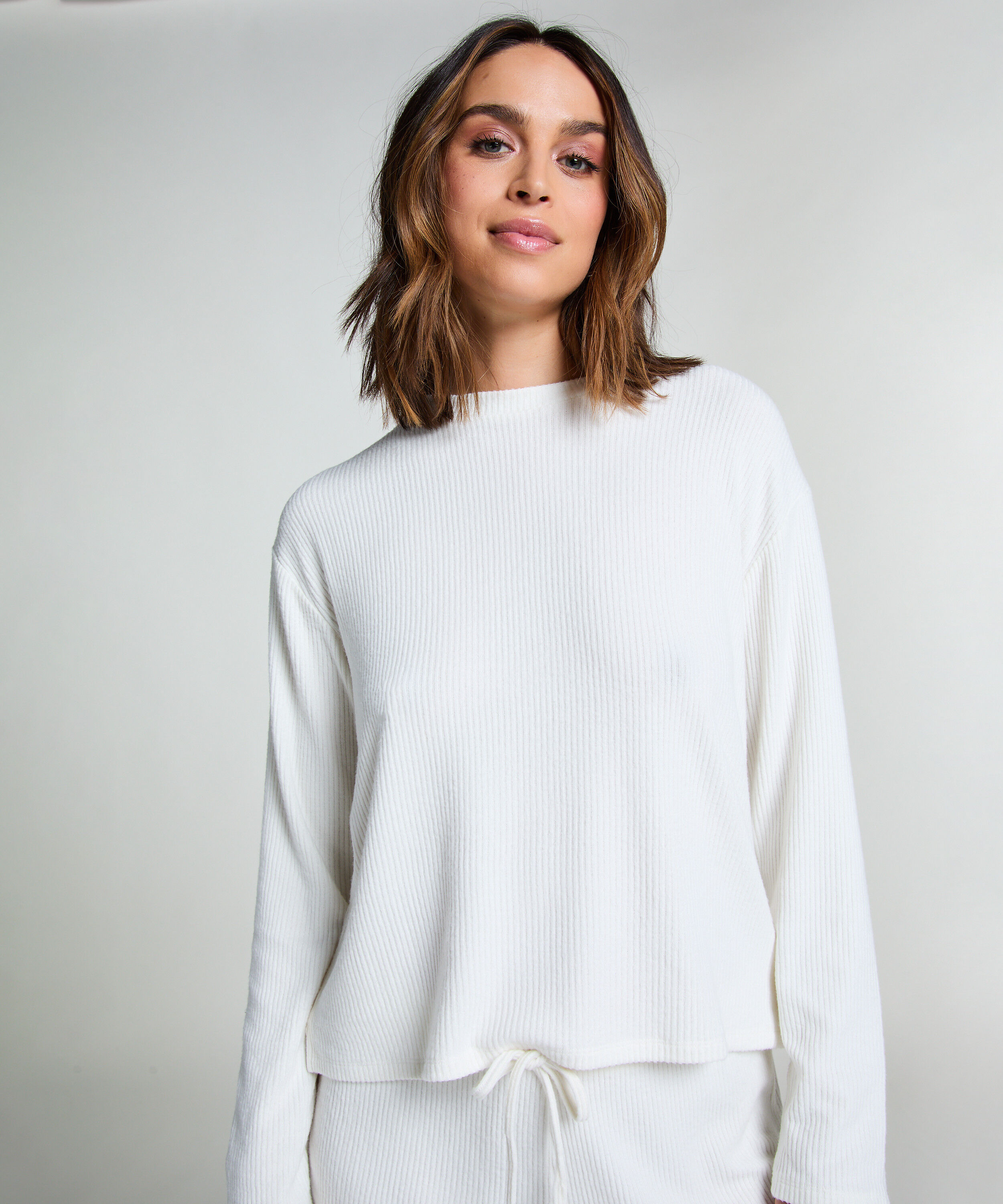 Langärmeliges Pyjamatop aus Rippstrick