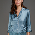 Pyjamajacke aus Seide, Blau