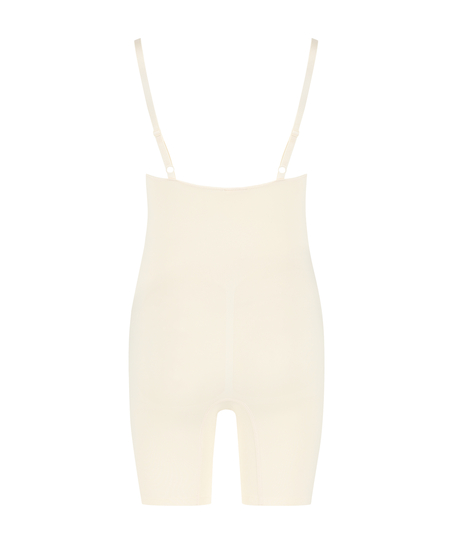 Nahtlos betonender Bodysuit mit hohem Beinausschnitt, Beige