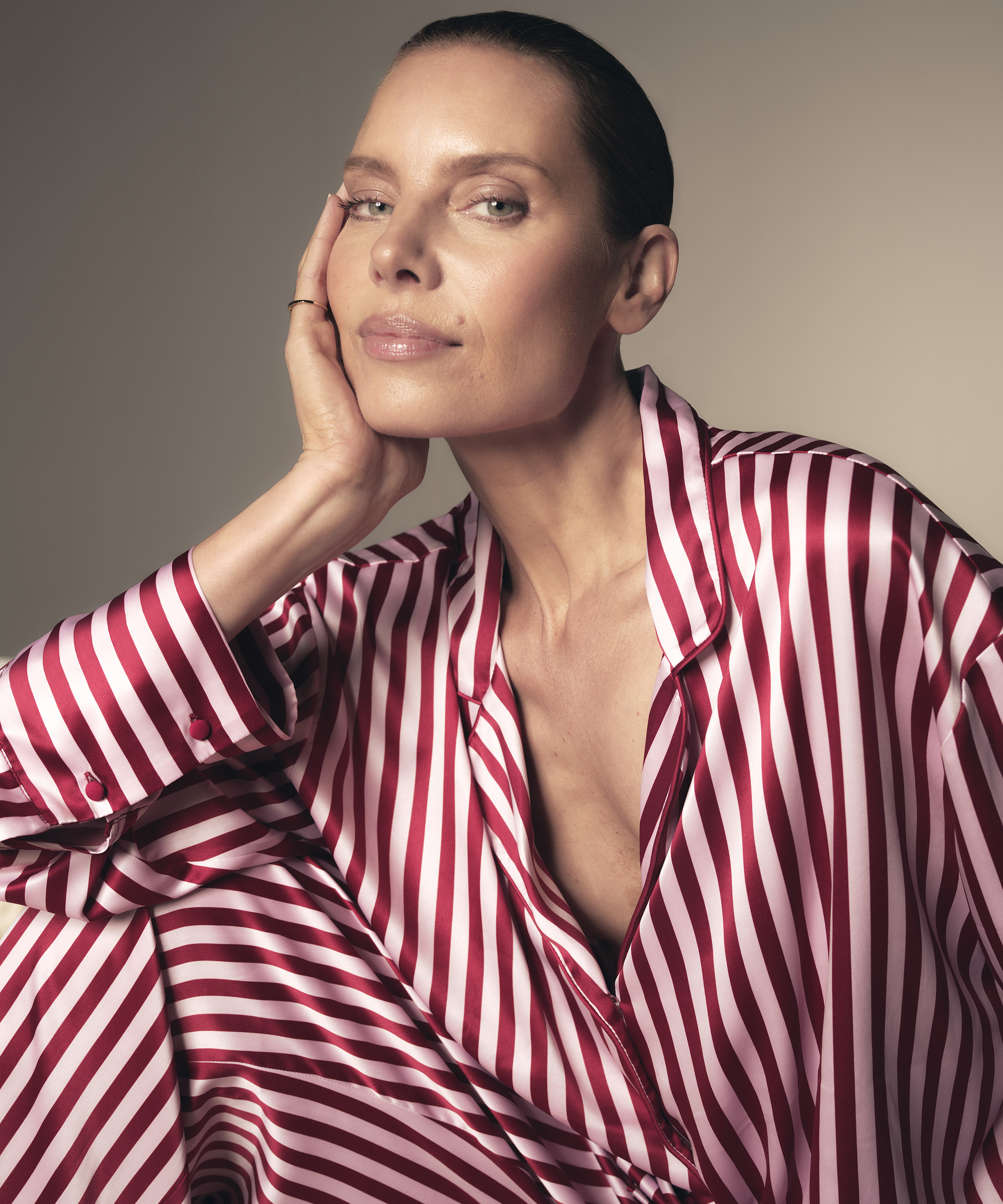 Langarmjacke Satin, Rose, main