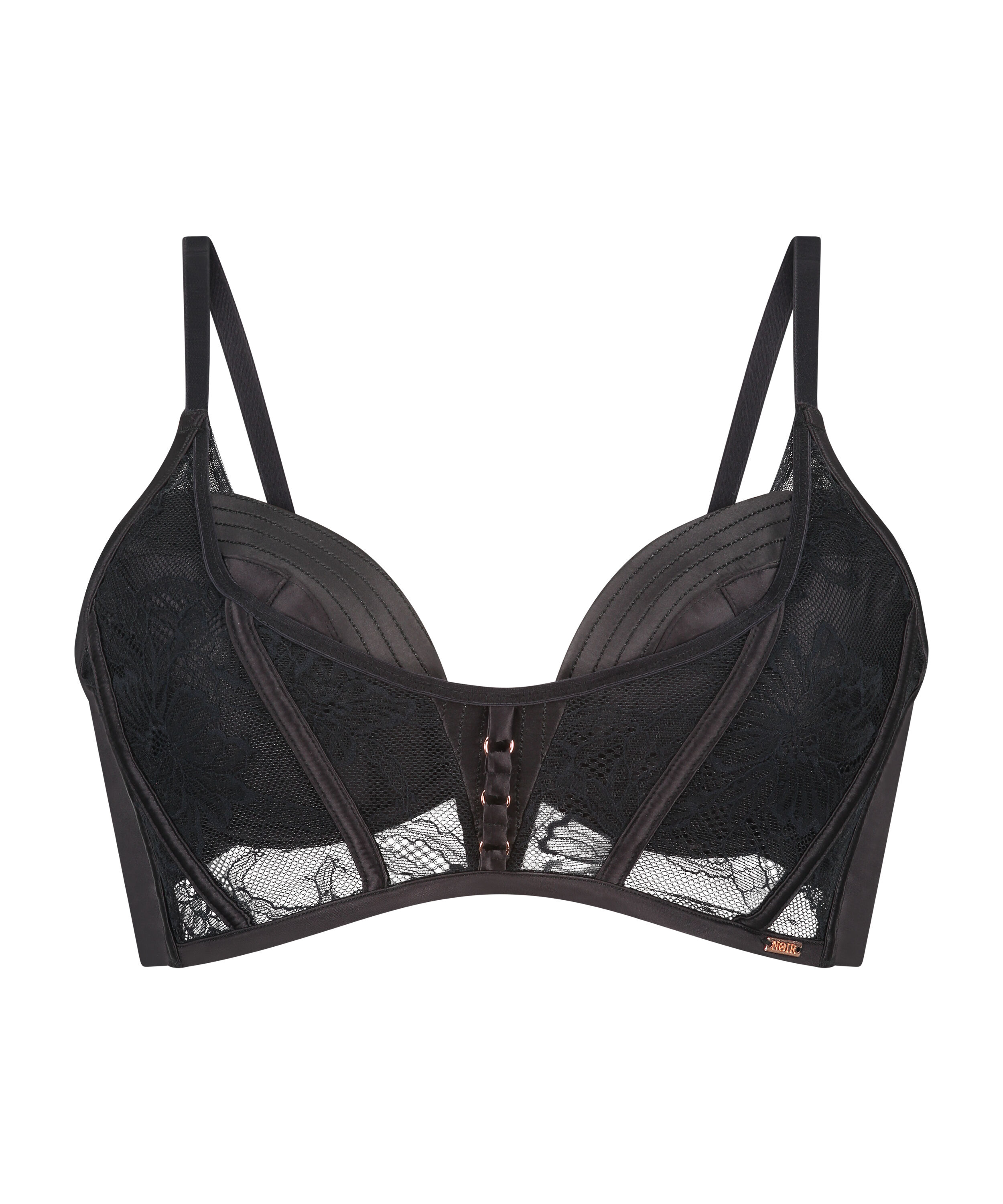 Hunkemöller Longline-Bügel-BH 'Malika' – Vorgeformt Mit Spitze & Mesh, Verstellbare Träger, Rückenschluss
